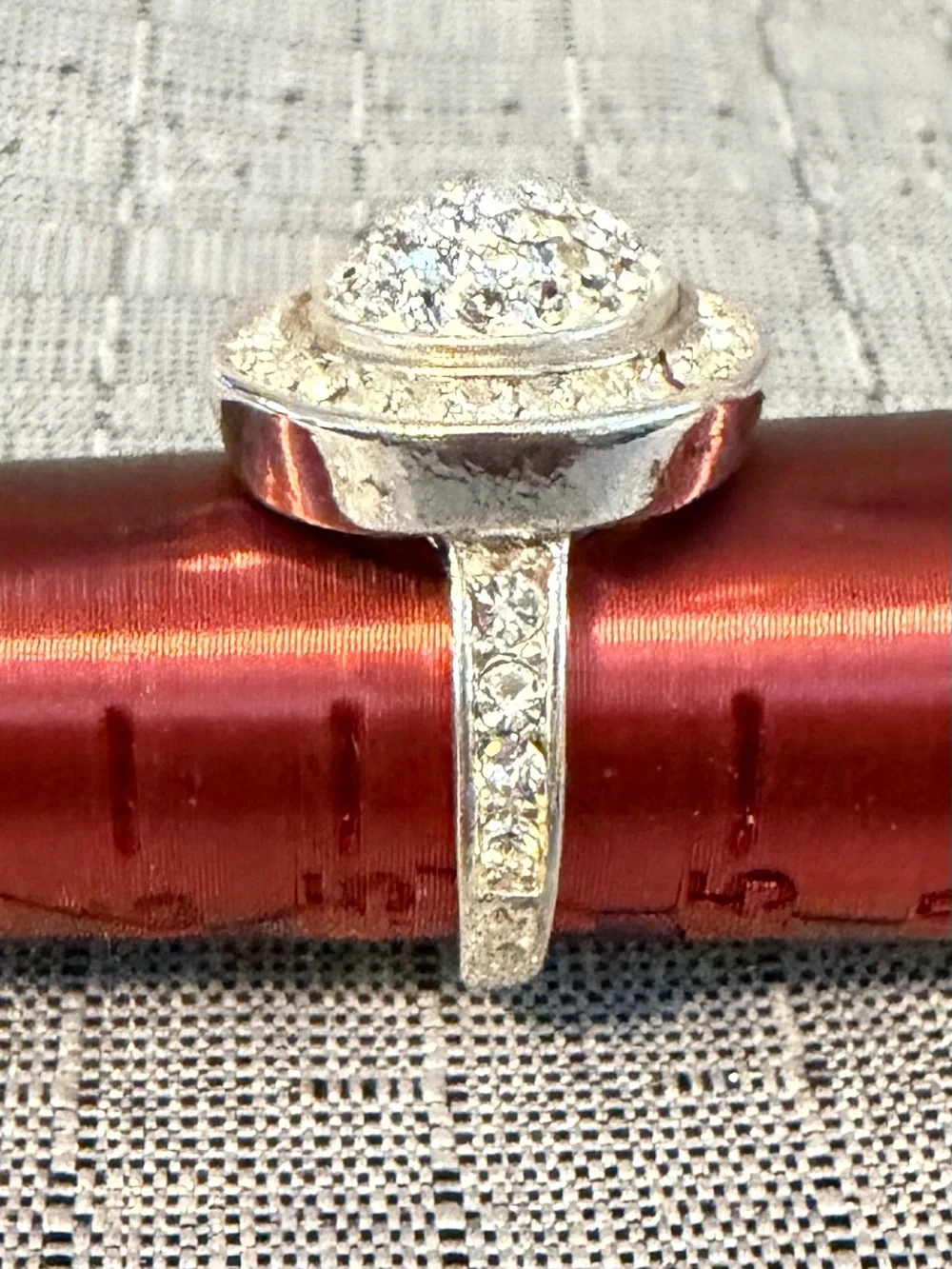 Silver-Tone Crystal Cluster Cocktail Ring - Clear